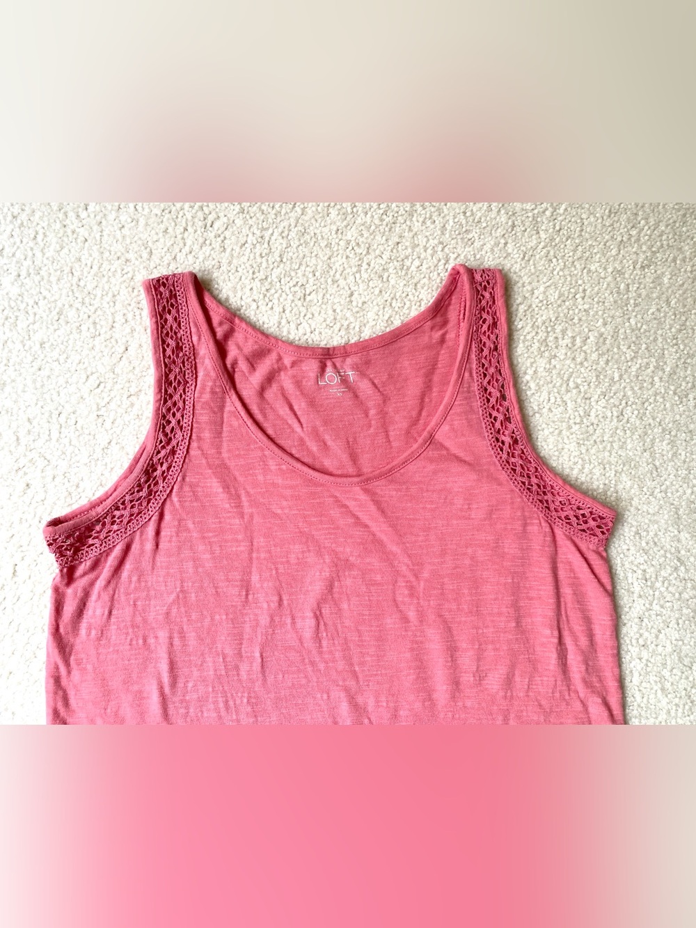 Crochet/lace-Trim Scoop Neck Tank